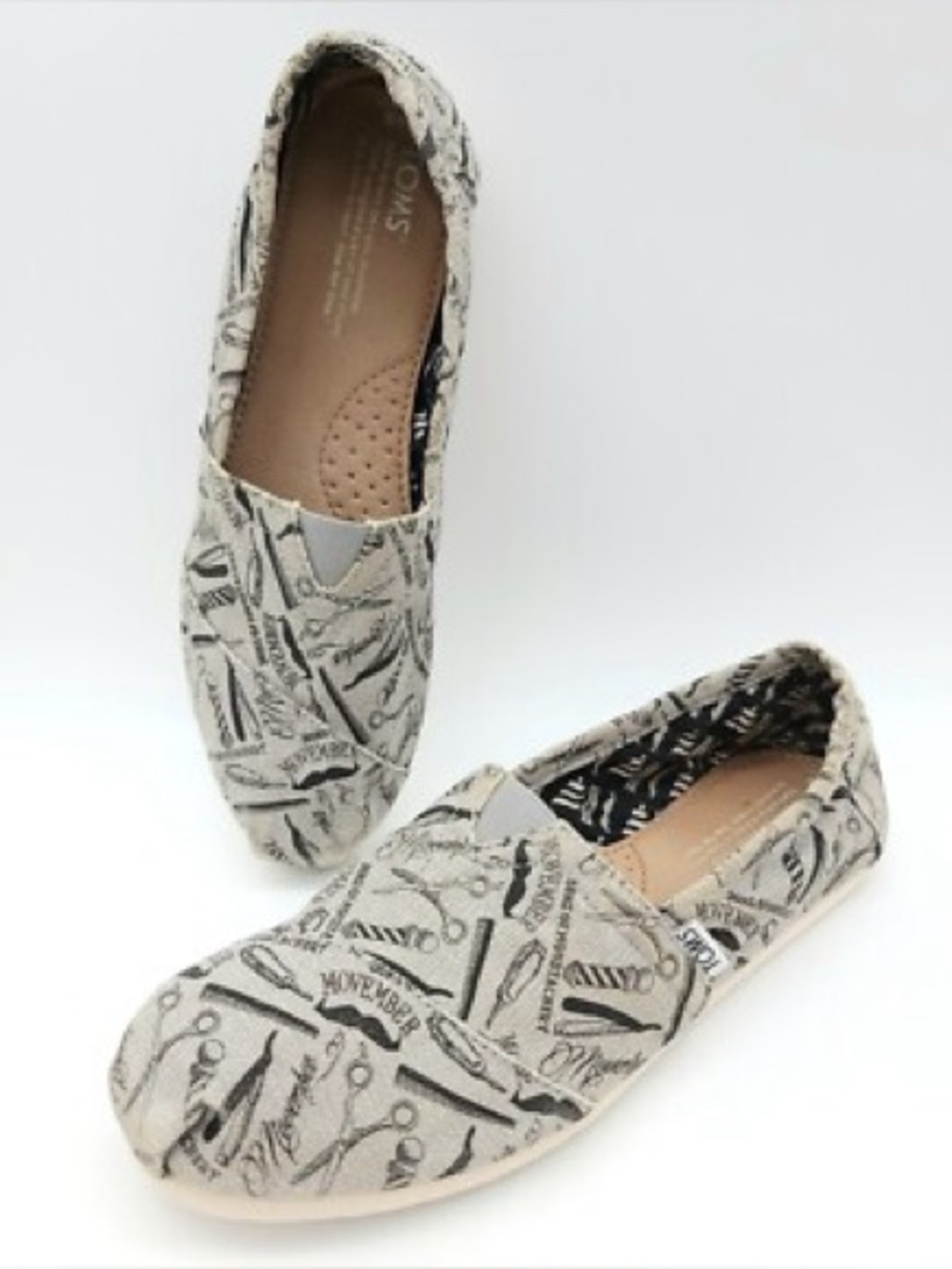 Toms women’s movember gray barber print flats